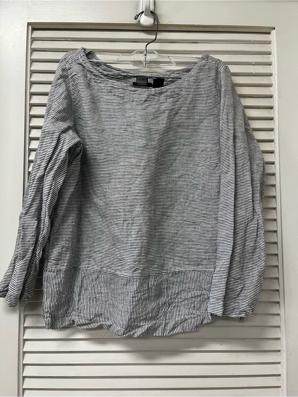 TAHARI SMALL Lightweight Striped Boatneck Top - Black & White